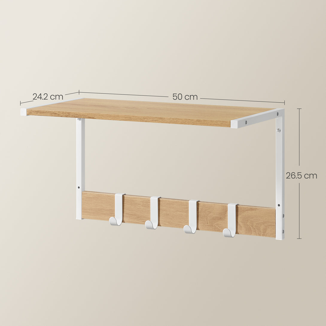 Set od 2 zidne police, 50 x 24,2 x 26,5 cm, boje drveta i bijele boje | VASAGLE-Vasdom.hr
