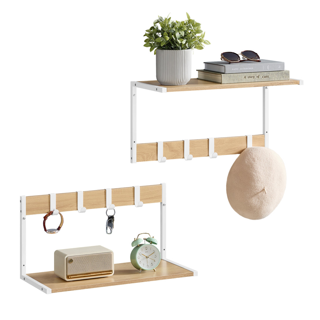 Set od 2 zidne police, 50 x 24,2 x 26,5 cm, boje drveta i bijele boje | VASAGLE-Vasdom.hr
