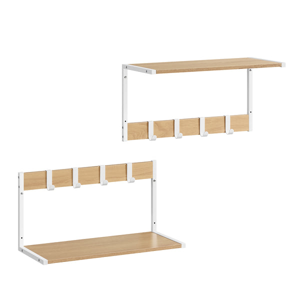 Set od 2 zidne police, 50 x 24,2 x 26,5 cm, boje drveta i bijele boje | VASAGLE-Vasdom.hr