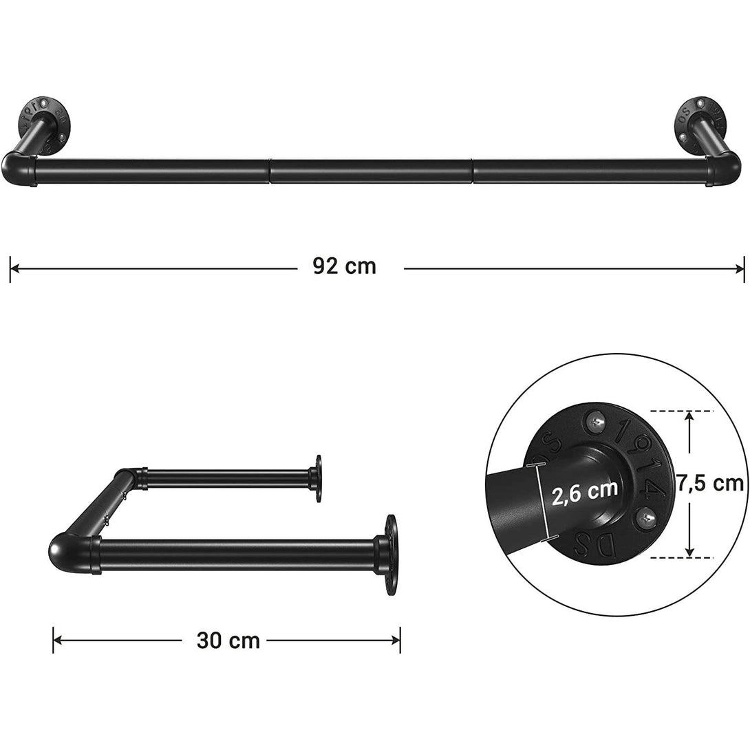 Set od 2 zidne šipke nosivosti do 60kg, od čelika, crne boje | SONGMICS-Vasdom.hr