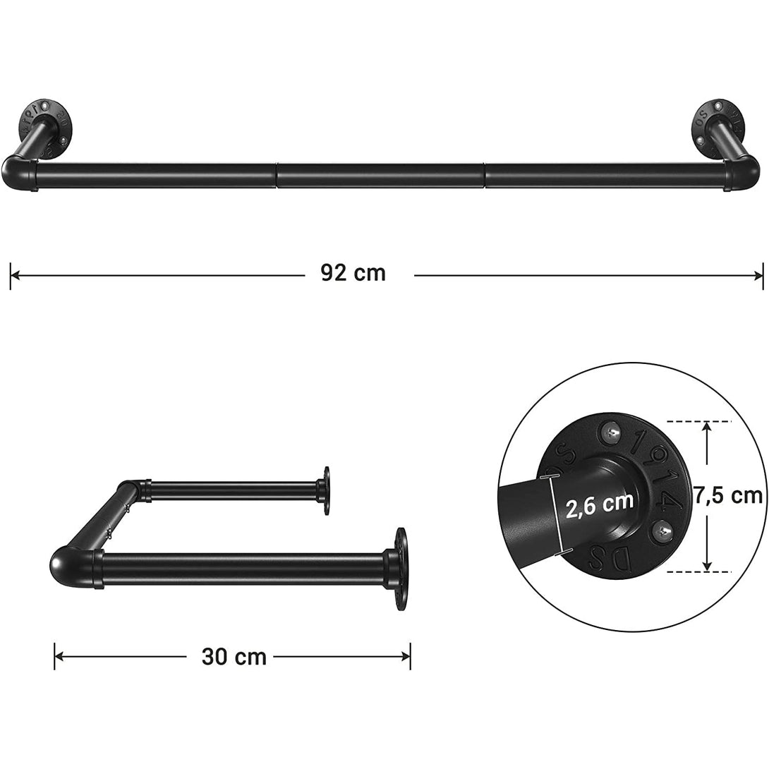 Set od 2 zidne šipke nosivosti do 60kg, od čelika, crne boje | SONGMICS-Vasdom.hr