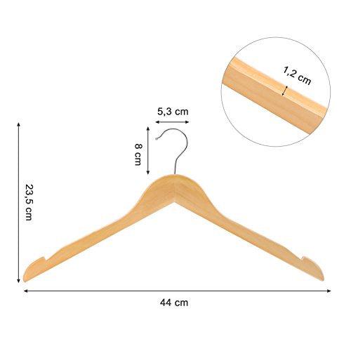 Set od 20 drvenih vješalica za kapute, duljina 44 cm, prirodna boja drveta | SONGMICS-Vasdom.hr