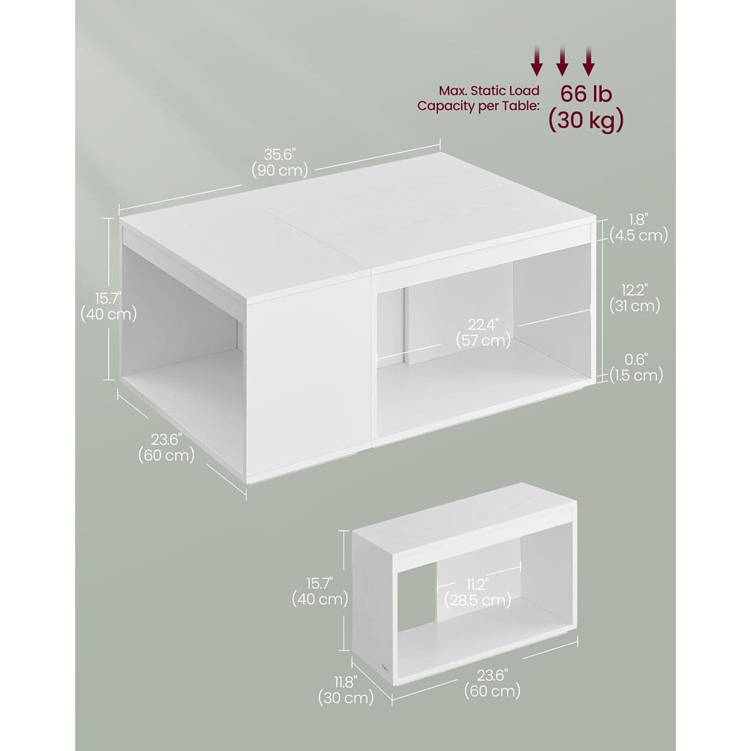 Set od 3 stolića za kavu, mali stolići, 30 x 60 x 40 cm, bijeli | VASAGLE-Vasdom.hr