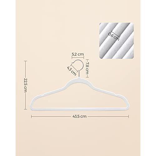 Set od 30 baršunastih, protukliznih vješalica širine 41,5 cm, bijele boje | SONGMICS-Vasdom.hr