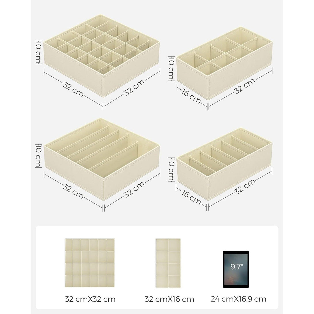 Set od 4 kutije za pohranu, organizatori ladica različitih dimenzija, bež boje | SONGMICS-Vasdom.hr