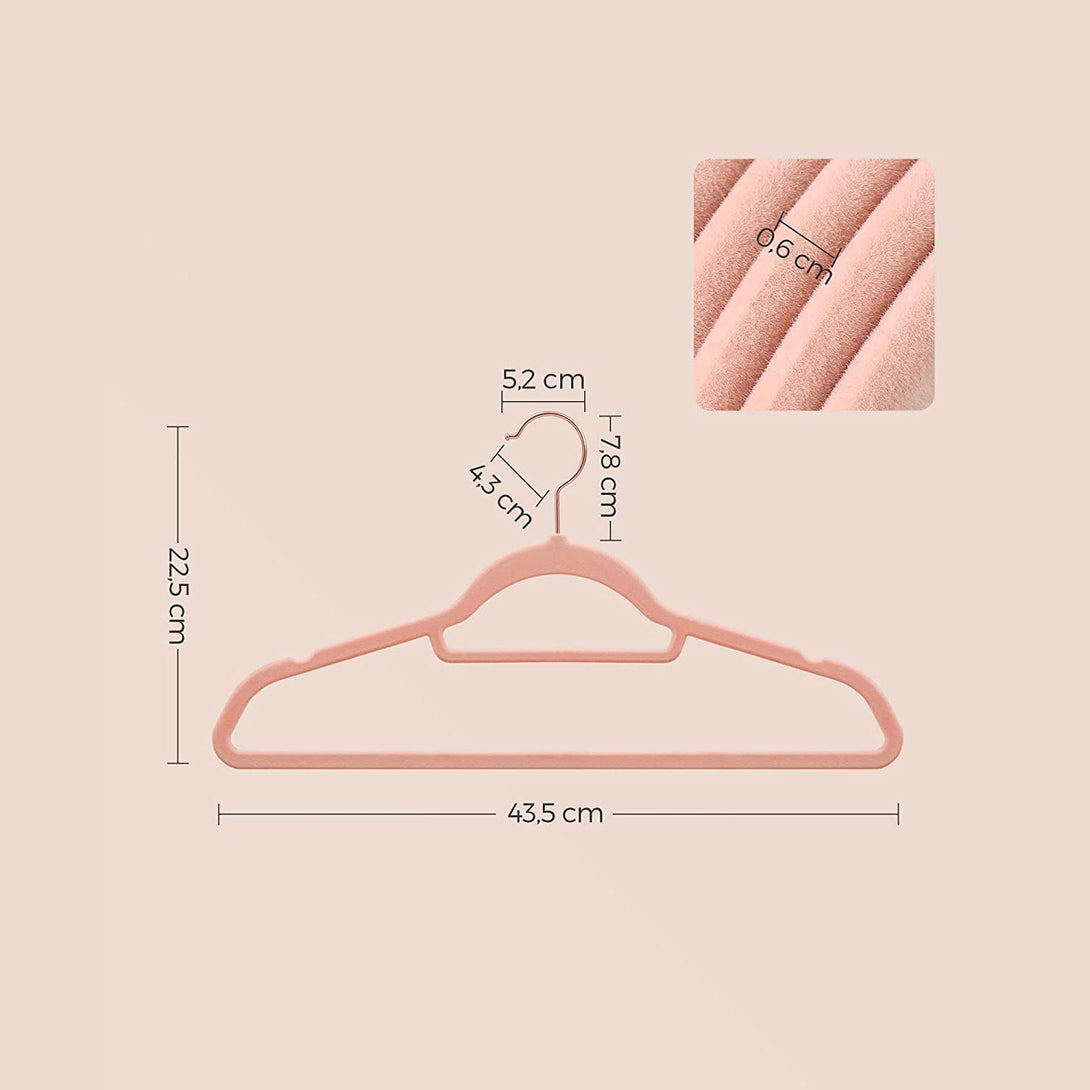 Set od 50 protukliznih, baršunastih vješalica, ružičaste boje | SONGMICS-Vasdom.hr
