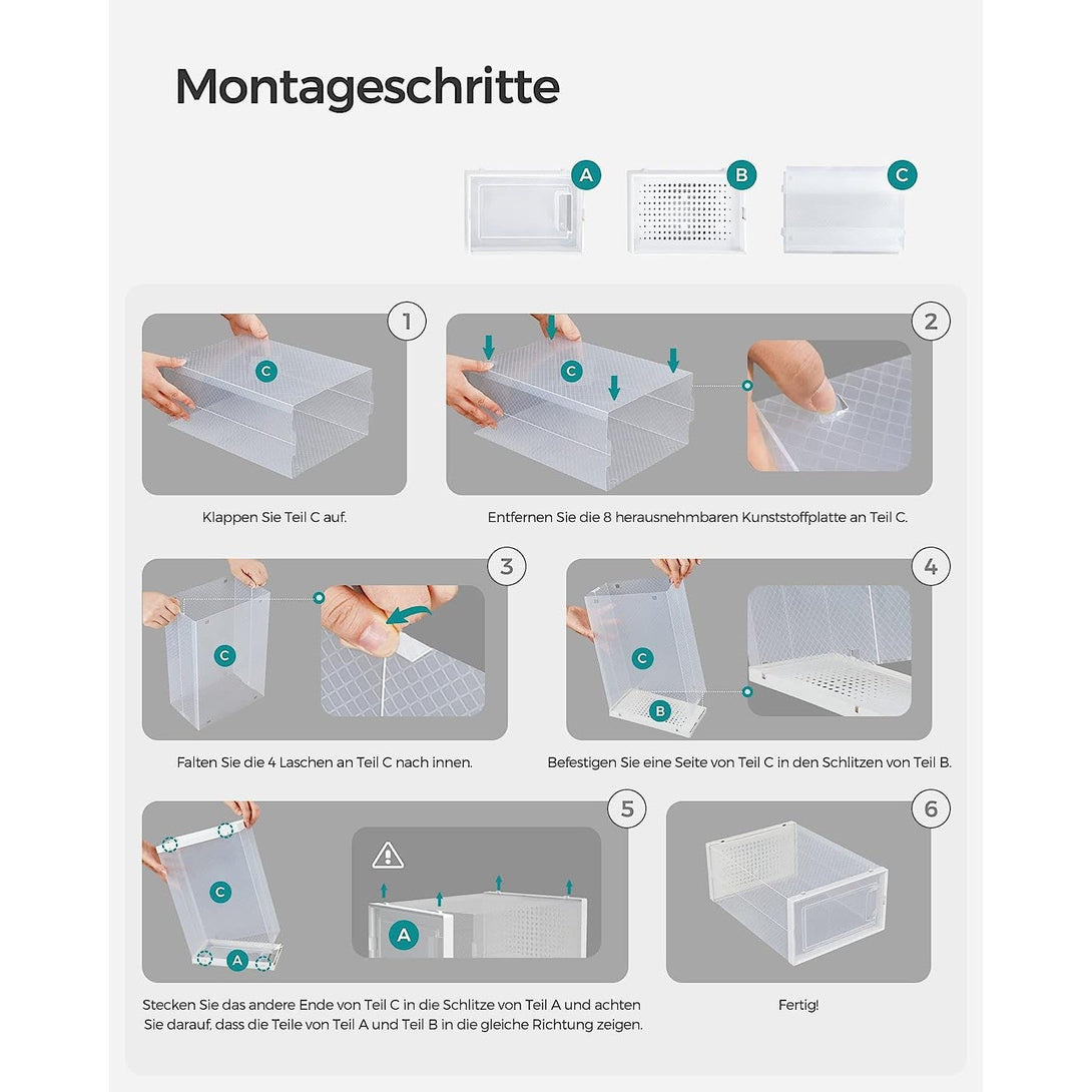 Set od 8 kutija za odlaganje cipela koje se mogu složiti, , prozirno-bijele | SONGMICS-Vasdom.hr