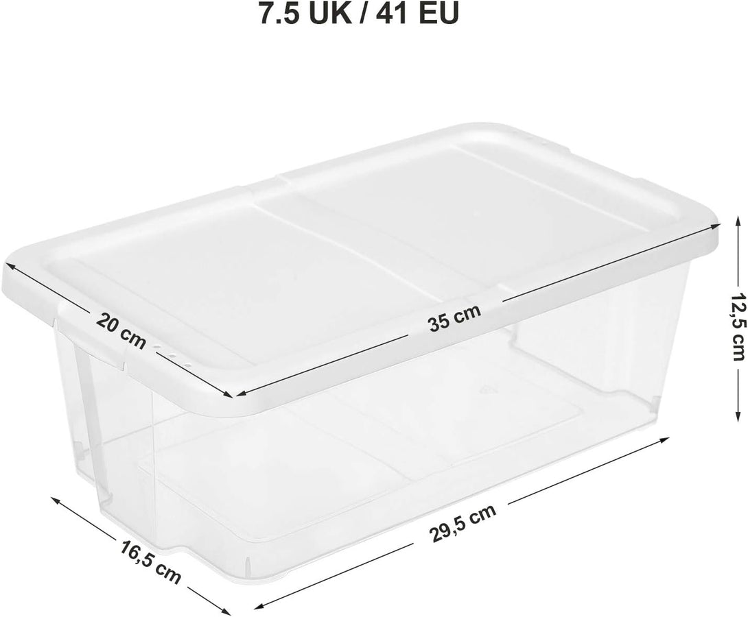 Set od 8 plastičnih, prozirnih kutija za cipele, 35 x 20 x 12,5 cm, bijele/prozirne | SONGMICS-Vasdom.hr