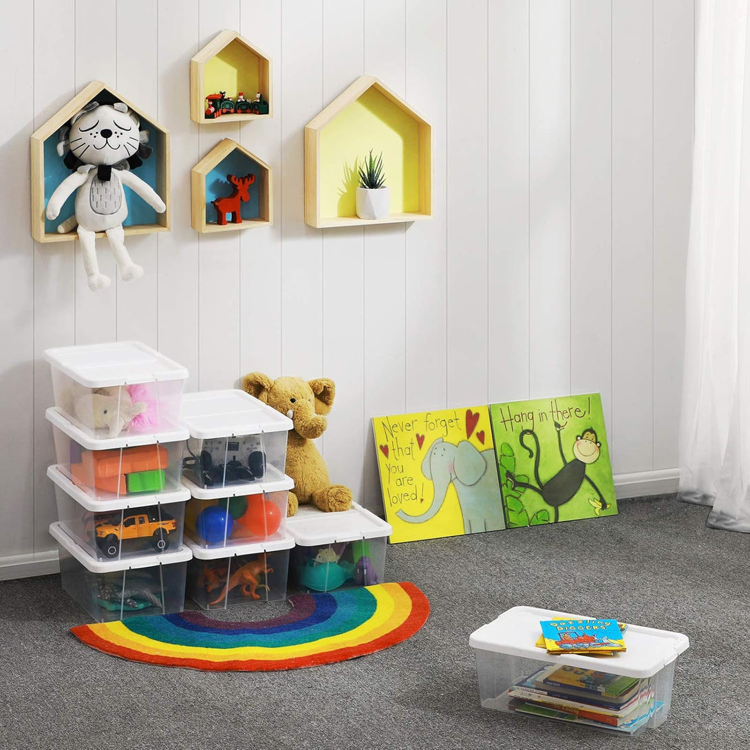 Set od 8 plastičnih, prozirnih kutija za cipele, 35 x 20 x 12,5 cm, bijele/prozirne | SONGMICS-Vasdom.hr