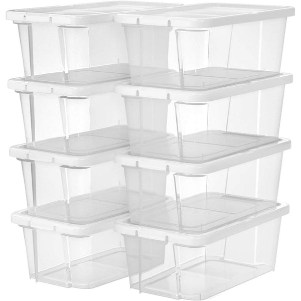 Set od 8 plastičnih, prozirnih kutija za cipele, 35 x 20 x 12,5 cm, bijele/prozirne | SONGMICS-Vasdom.hr