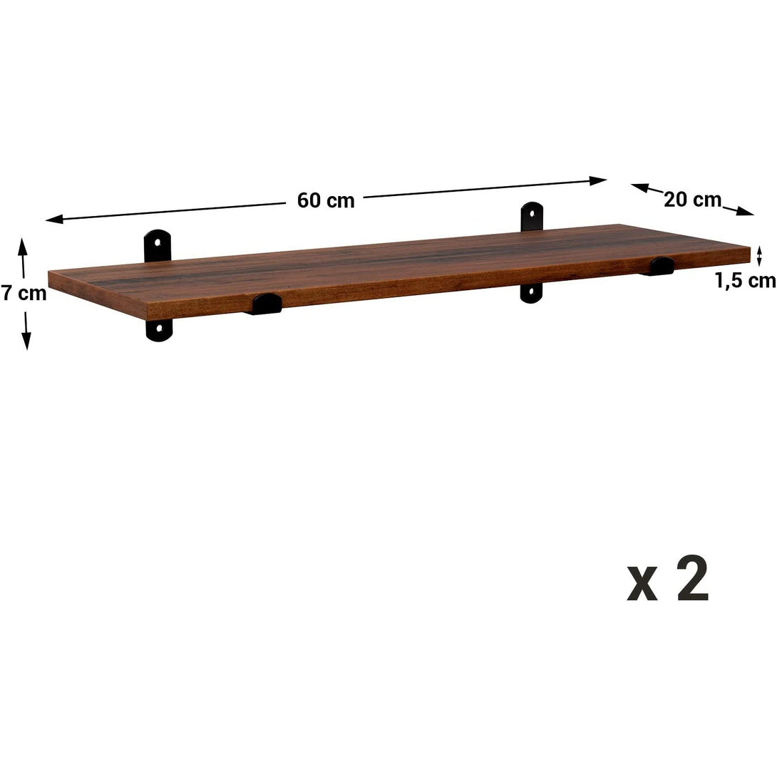 Set zidnih polica, 2 komada plutajuće ukrasne police, smeđe i crne boje | SONGMICS-Vasdom.hr