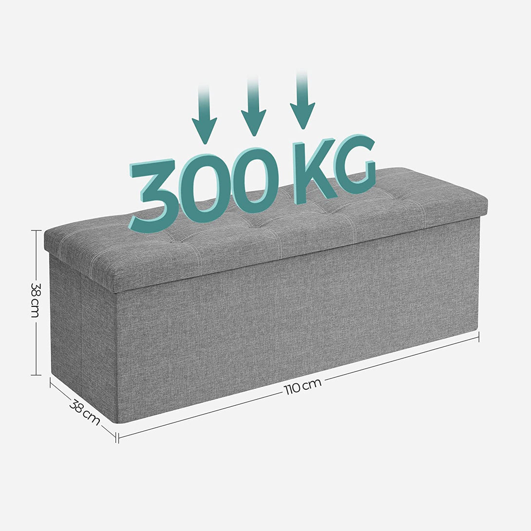 Skladišna klupa nosivosti do 300 kg, 110 x 38 x 38 cm, svijetlo siva | SONGMICS-Vasdom.hr