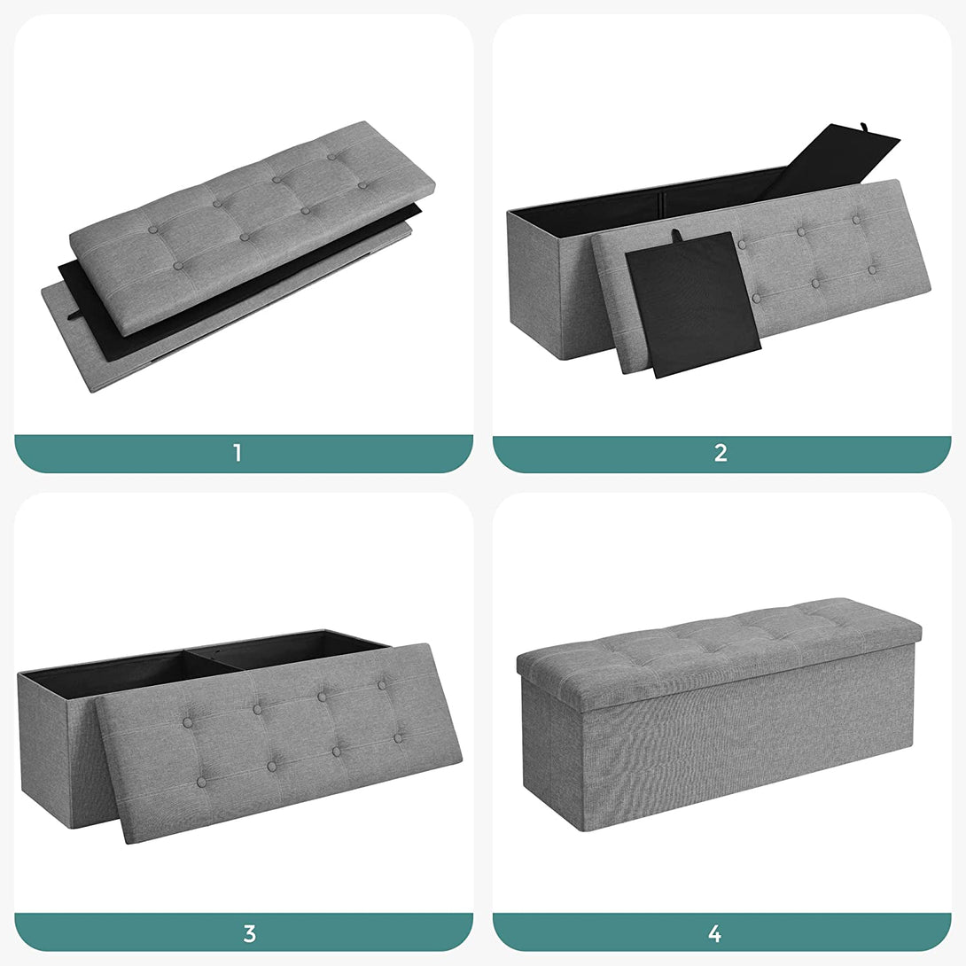 Skladišna klupa nosivosti do 300 kg, 110 x 38 x 38 cm, svijetlo siva | SONGMICS-Vasdom.hr