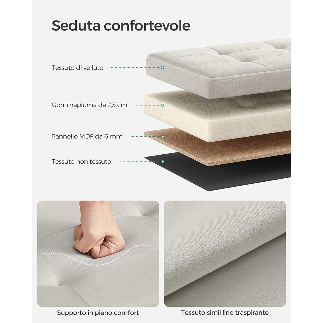 Skladišni tabure, nosivost do 130 kg, 31x41x31 cm, krem bijeli | SONGMICS-Vasdom.hr