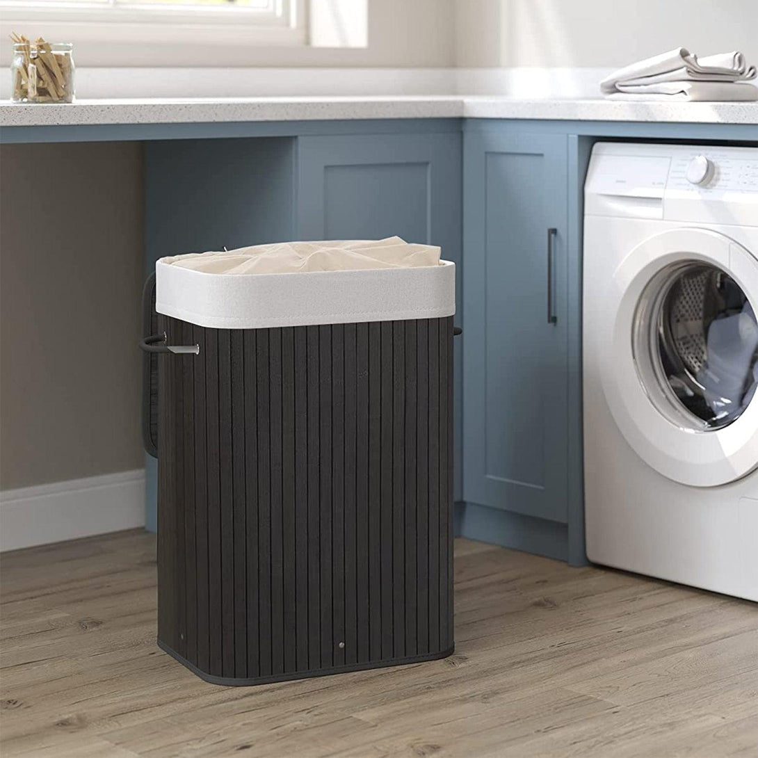 Sklopiva košara za rublje od bambusa 72 L, 40 x 30 x 60 cm, crna | SONGMICS-Vasdom.hr