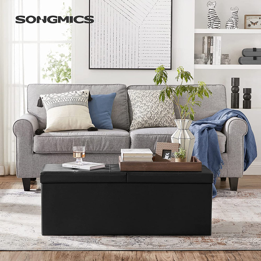 Sklopiva otomanska klupa, crna klupa za odlaganje, | SONGMICS-Vasdom.hr