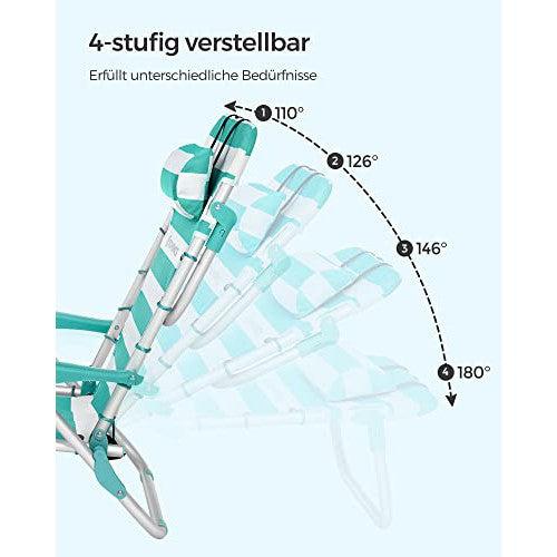 Sklopiva stolica za plažu, kamperska stolica nosivosti 150kg, tirkizno bijela | SONGMICS-Vasdom.hr