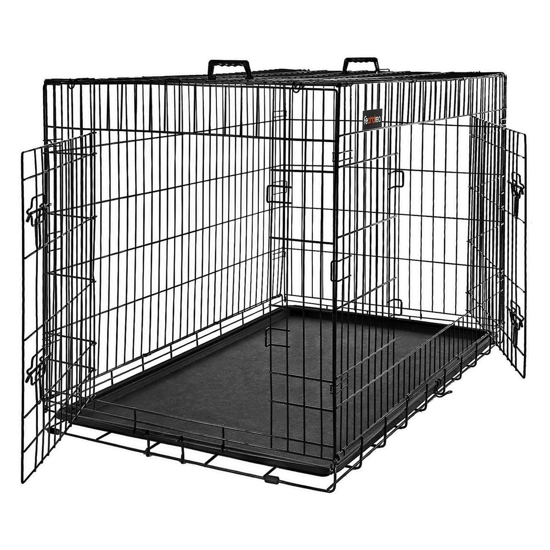 Sklopivi kavez za pse s 2 vrata, 92.5 x 57.5 x 64 cm, crne boje | FEANDREA-Vasdom.hr