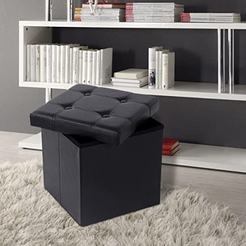 Sklopivi tabure za pohranu , nosivosti 300kg, crna, 38x38x38 cm, crne boje | SONGMICS-Vasdom.hr
