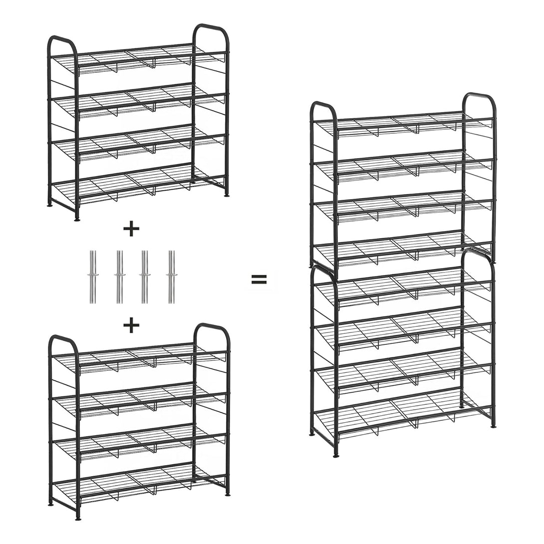 Stalak za cipele na 4 razine, polica za odlaganje, crna | SONGMICS-Vasdom.hr