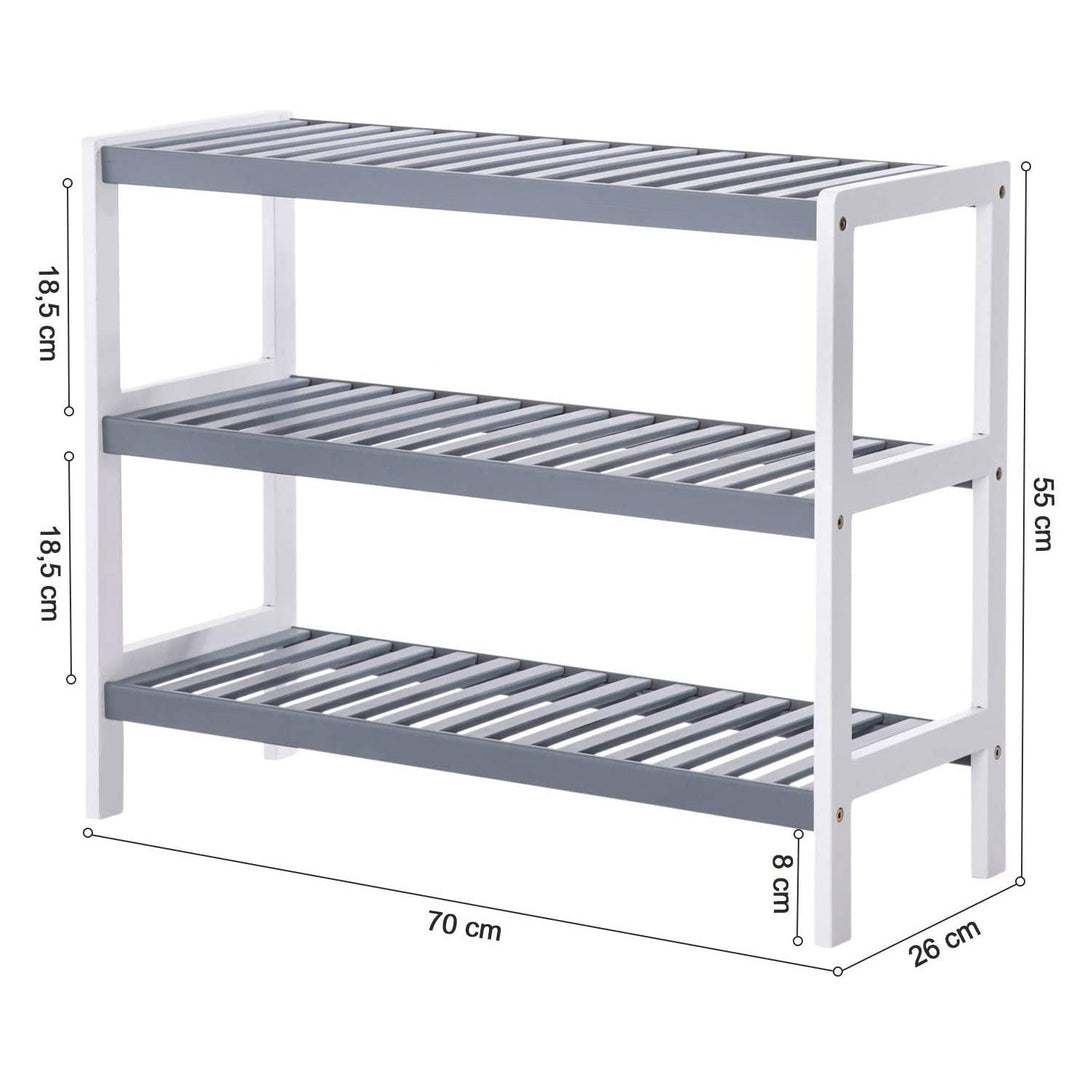 Stalak za cipele od bambusa na 3 razine, 70 x 55 x 26 cm, bijela i siva | SONGMICS-Vasdom.hr