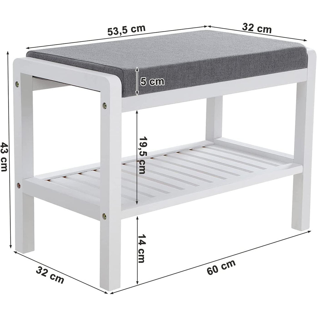 Stalak za cipele od bambusa s podstavljenim sjedalom 60 x 32 x 43 cm | SONGMICS-Vasdom.hr