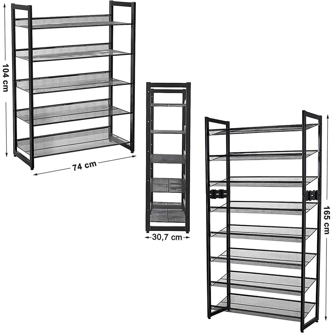Stalak za cipele, polica na 5 razina, do 20 pari cipela 74 x 30,7 x 104 cm, crna | SONGMICS-Vasdom.hr