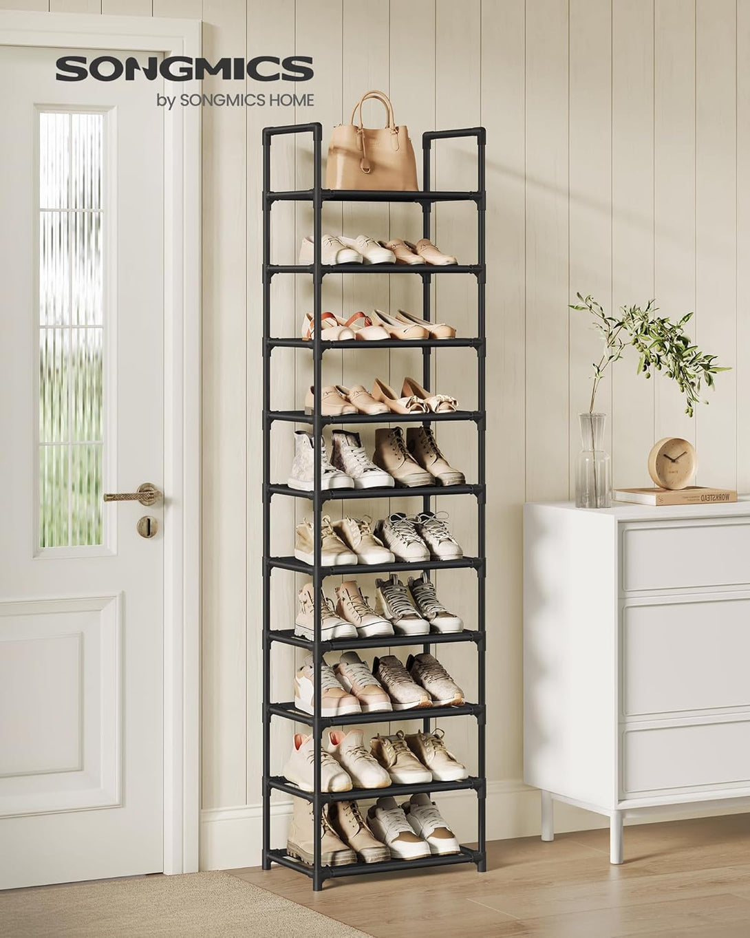 Stalak za cipele s 10 razina, 45 x 28 x 173 cm, crne boje | SONGMICS-Vasdom.hr