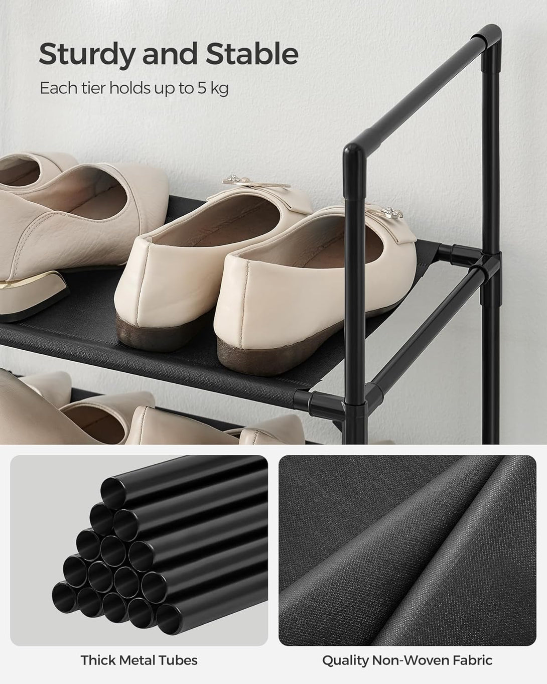 Stalak za cipele s 10 razina, 45 x 28 x 173 cm, crne boje | SONGMICS-Vasdom.hr