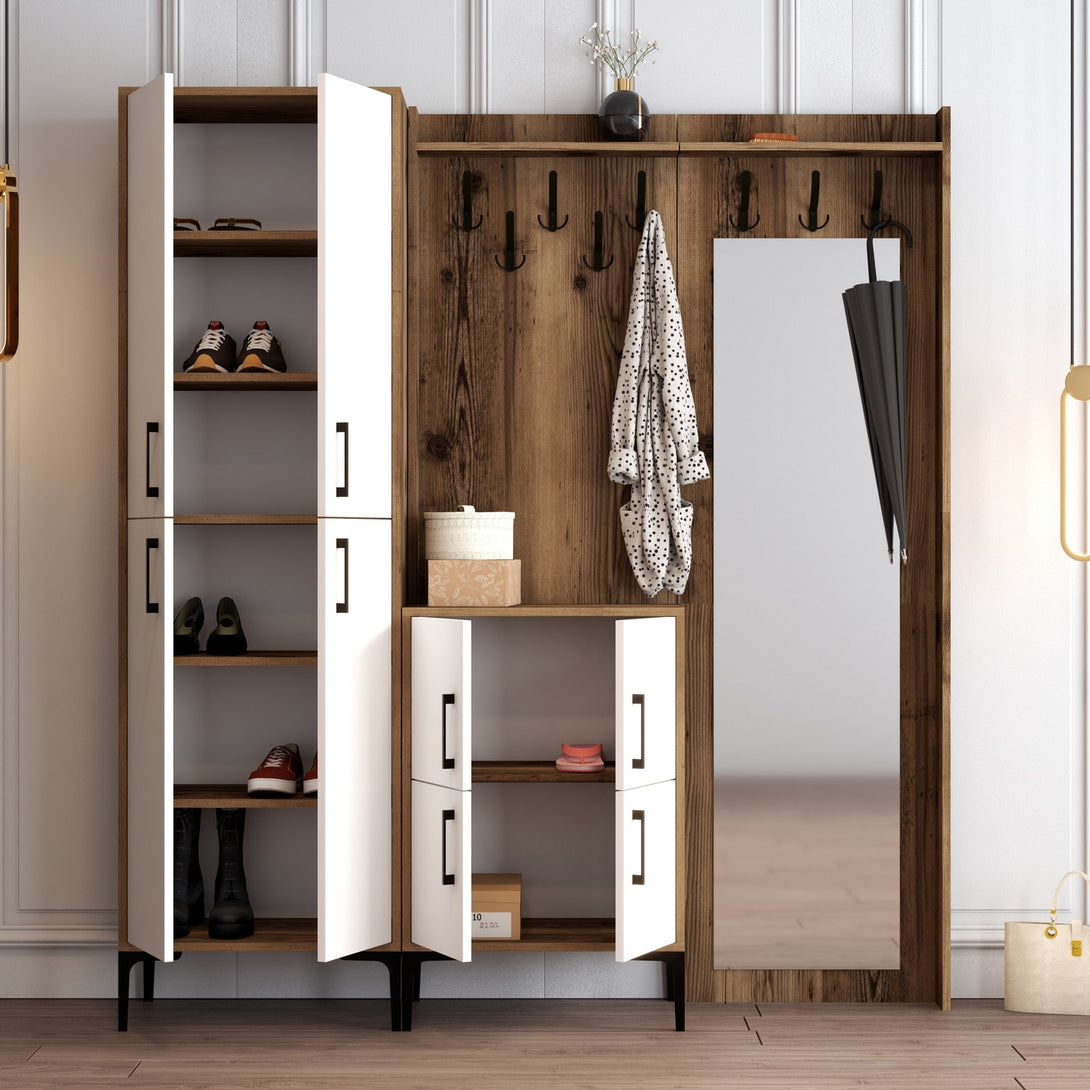 Stalak za hodnik Berlin ABC - Walnut, White-Vasdom.hr