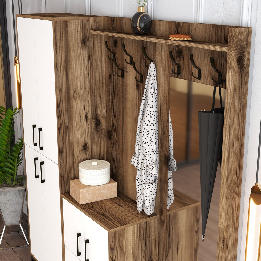 Stalak za hodnik Berlin ABC - Walnut, White-Vasdom.hr
