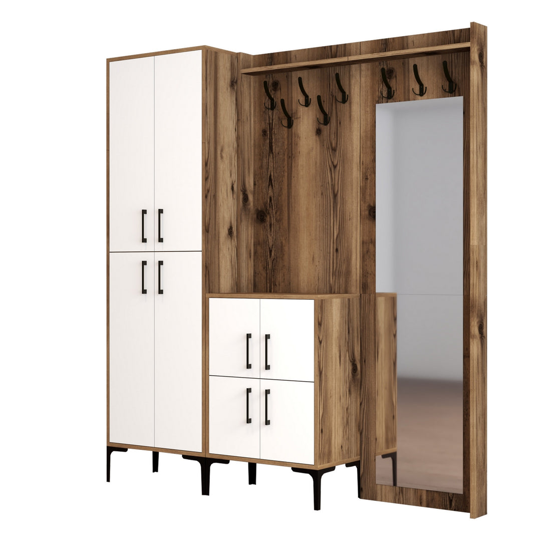 Stalak za hodnik Berlin ABC - Walnut, White-Vasdom.hr