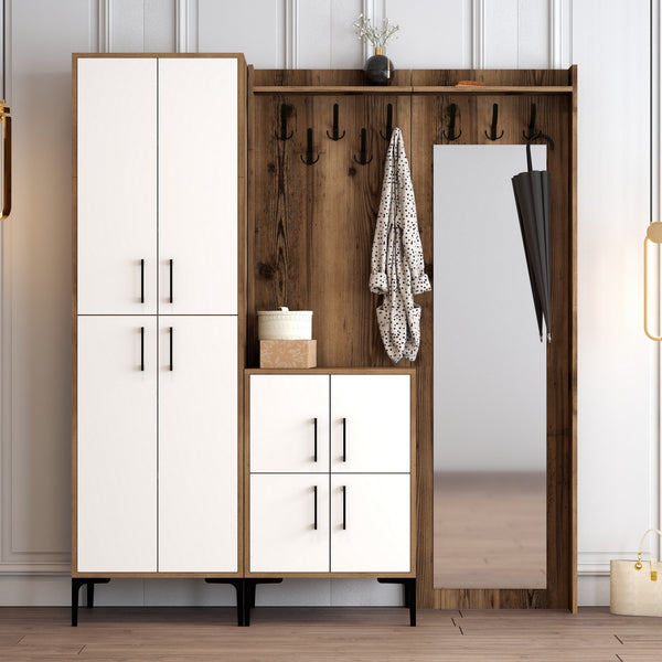 Stalak za hodnik Berlin ABC - Walnut, White-Vasdom.hr