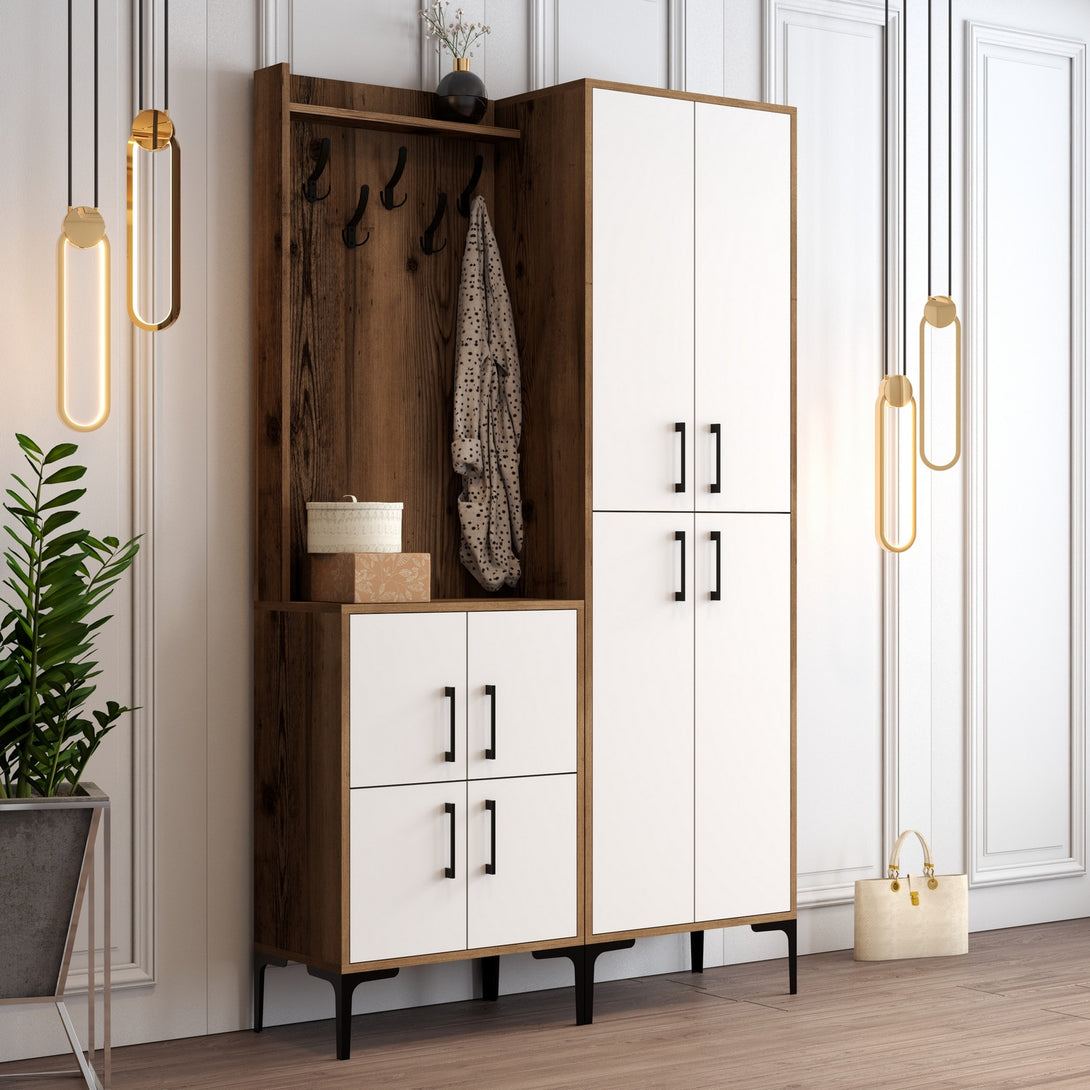 Stalak za hodnik Berlin BA - Walnut, White-Vasdom.hr