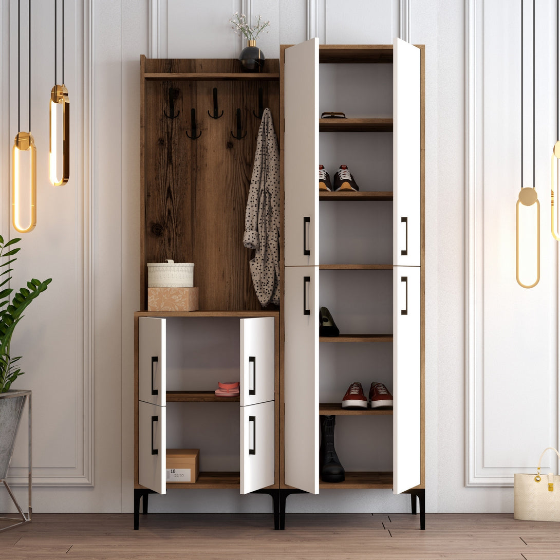 Stalak za hodnik Berlin BA - Walnut, White-Vasdom.hr