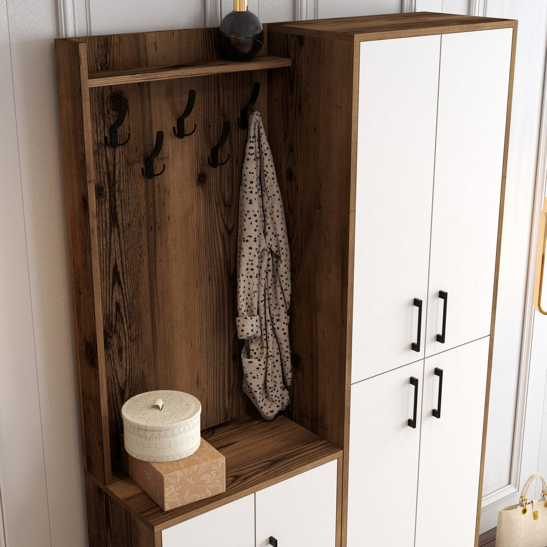 Stalak za hodnik Berlin BA - Walnut, White-Vasdom.hr