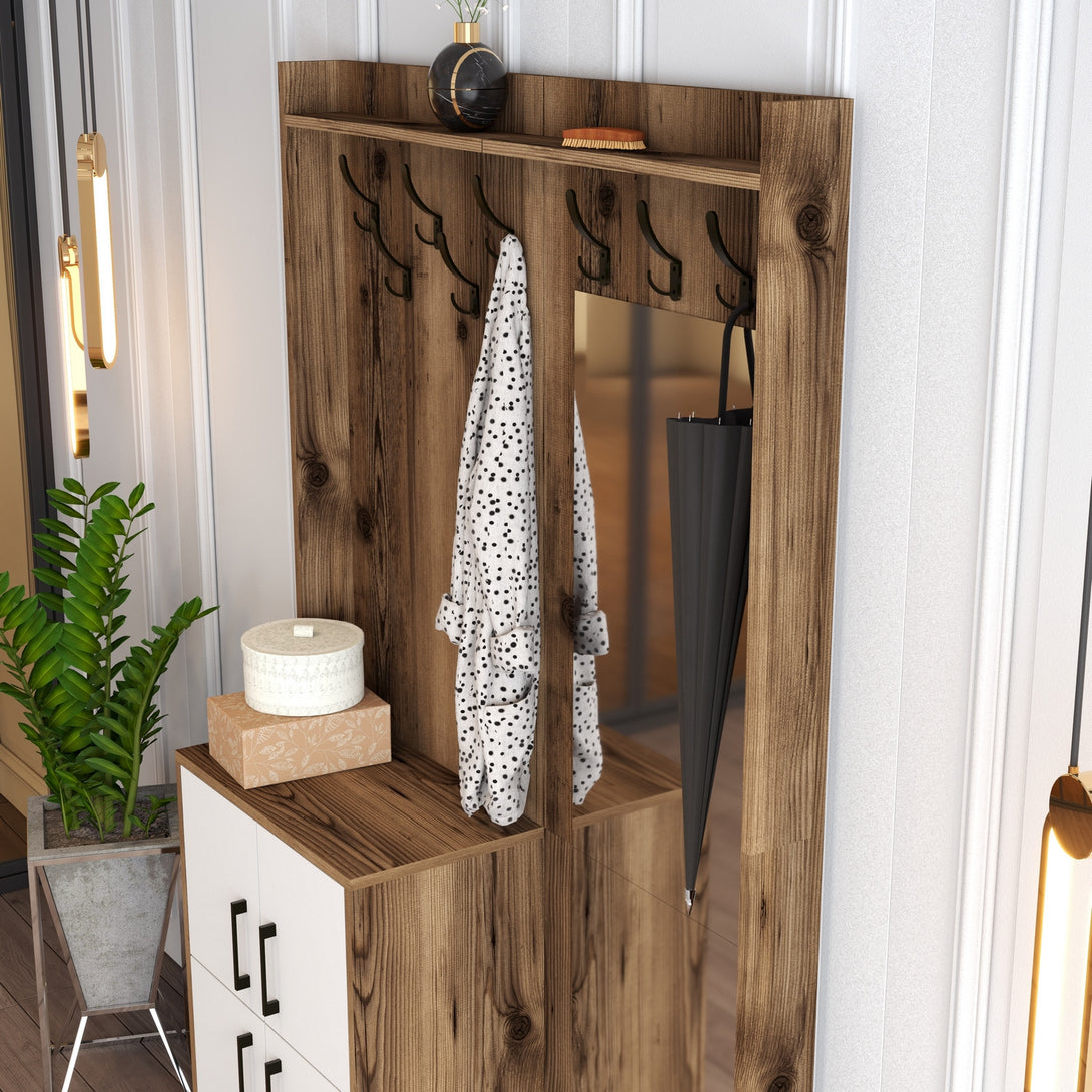 Stalak za hodnik Berlin BC - Walnut, White-Vasdom.hr