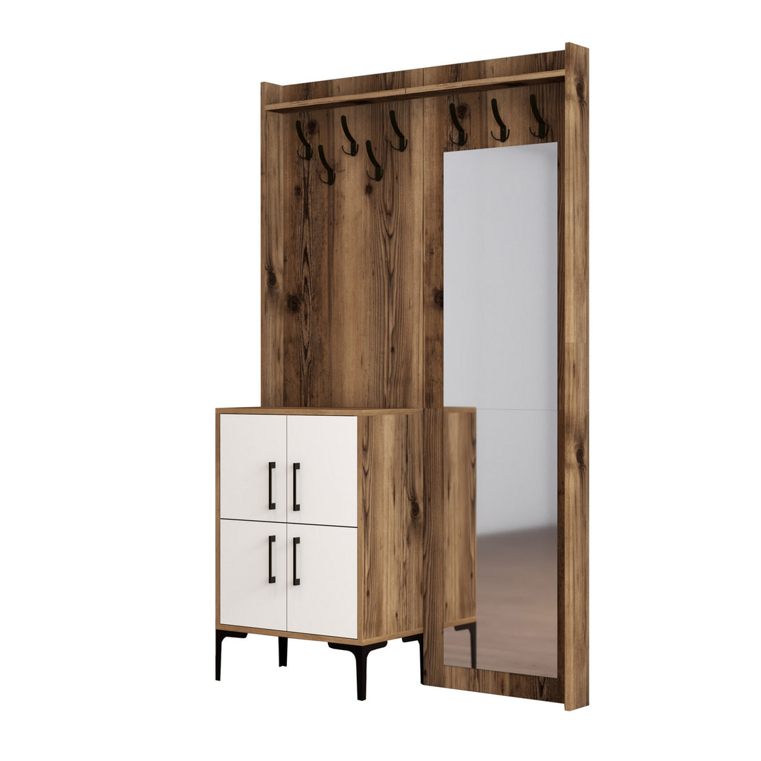 Stalak za hodnik Berlin BC - Walnut, White-Vasdom.hr