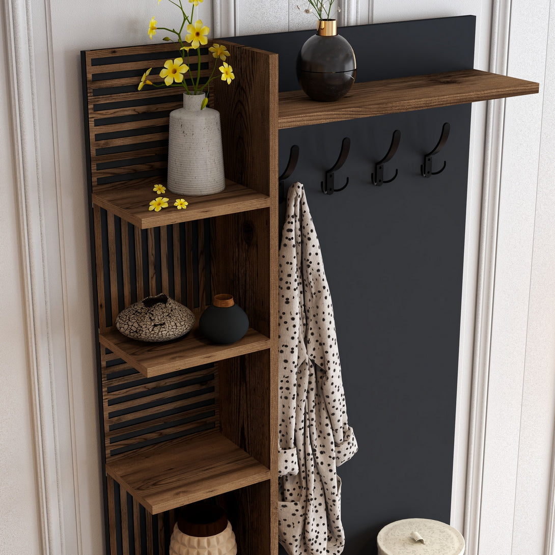 Stalak za hodnik Viyana D - Walnut, Anthracite-Vasdom.hr