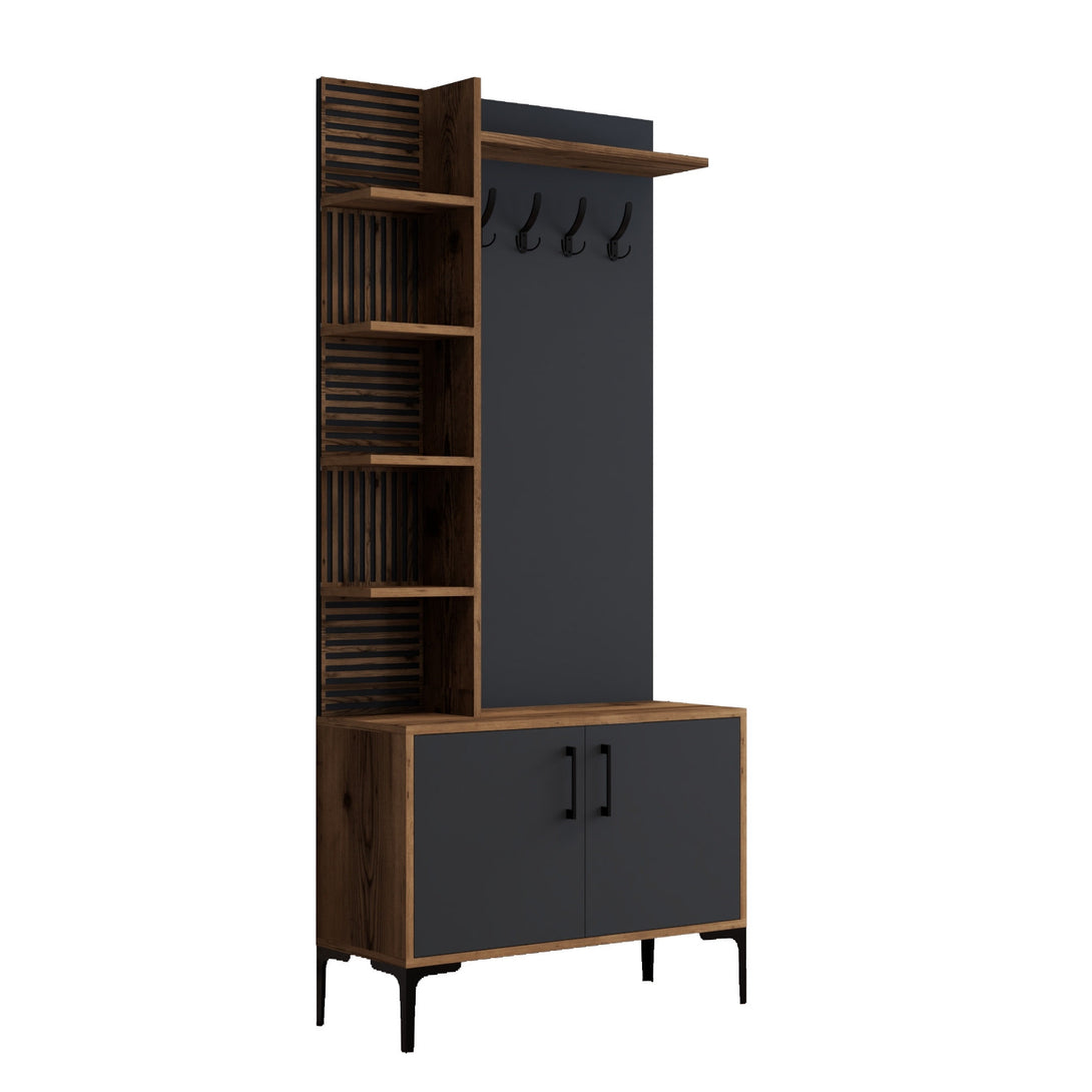 Stalak za hodnik Viyana D - Walnut, Anthracite-Vasdom.hr