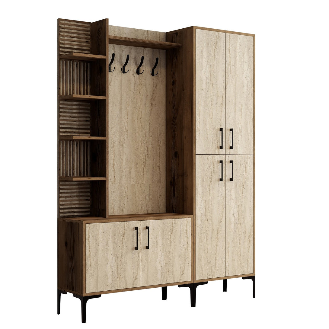 Stalak za hodnik Viyana D - Walnut, Travertine-Vasdom.hr