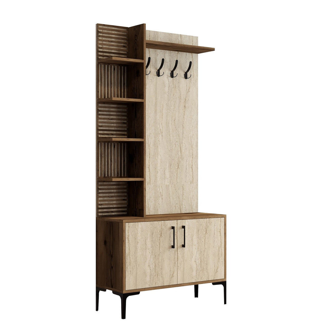 Stalak za hodnik Viyana D - Walnut, Travertine-Vasdom.hr