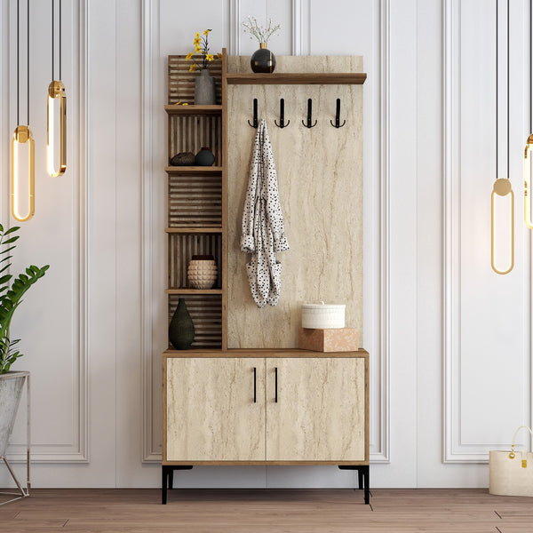 Stalak za hodnik Viyana D - Walnut, Travertine-Vasdom.hr