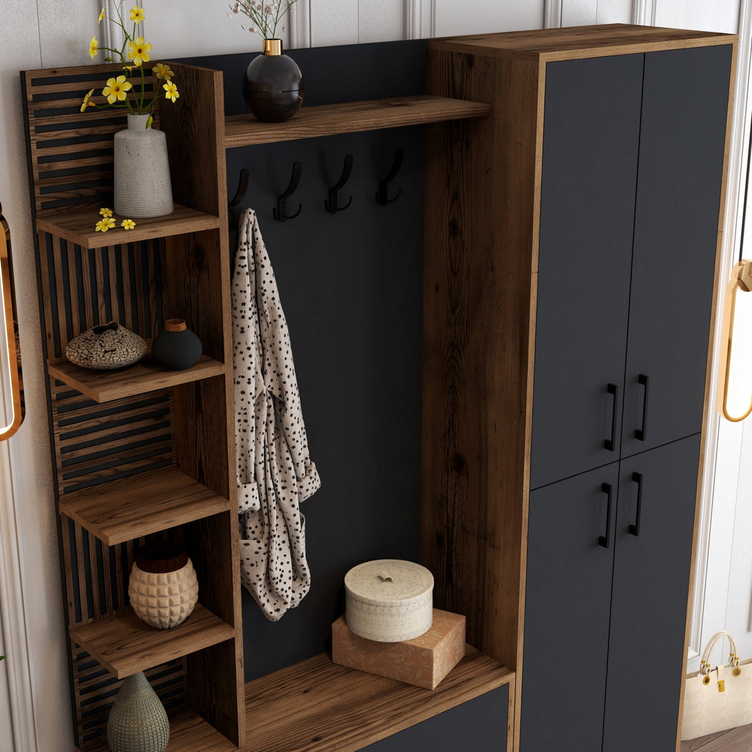 Stalak za hodnik Viyana DA - Walnut, Anthracite-Vasdom.hr