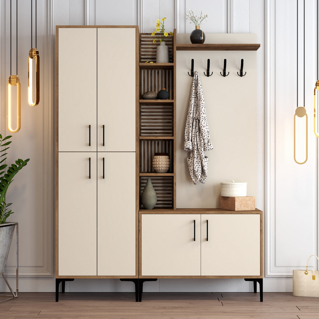 Stalak za hodnik Viyana DA - Walnut, Cream-Vasdom.hr
