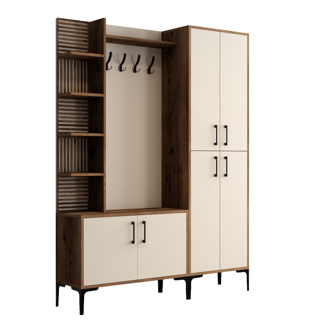 Stalak za hodnik Viyana DA - Walnut, Cream-Vasdom.hr