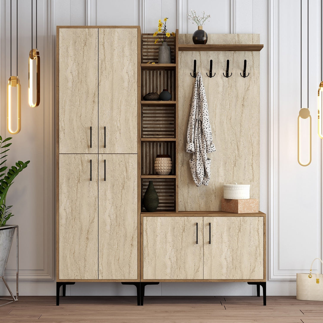 Stalak za hodnik Viyana Da - Walnut, Travertine-Vasdom.hr