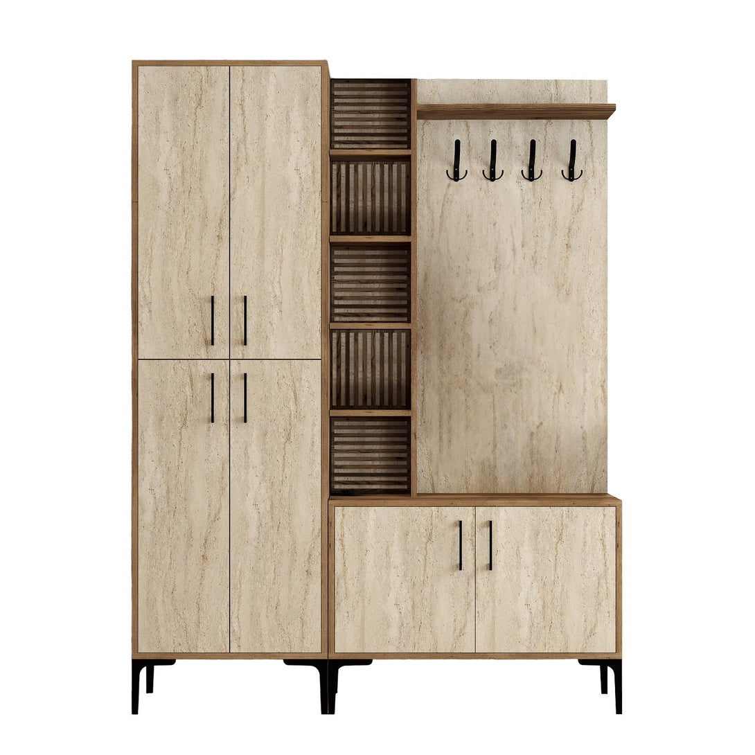 Stalak za hodnik Viyana Da - Walnut, Travertine-Vasdom.hr
