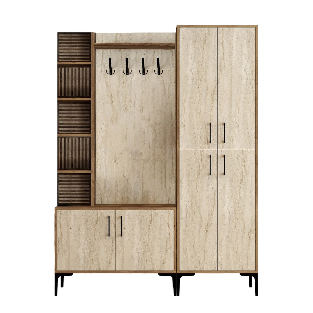 Stalak za hodnik Viyana Da - Walnut, Travertine-Vasdom.hr
