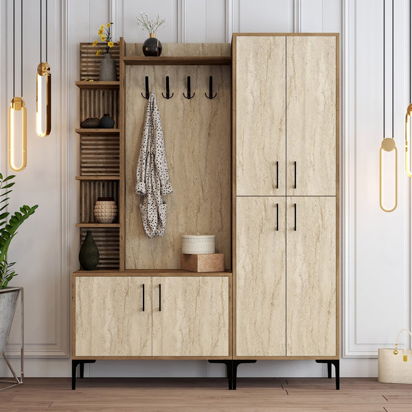 Stalak za hodnik Viyana Da - Walnut, Travertine-Vasdom.hr